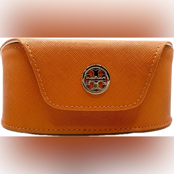 NWOT, Tory Burch Sunglass Case w/Gold Logo, Orange Luxury, Never Used - Picture 1 of 7